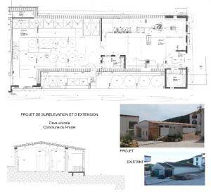 Extension, surélévation et aménagement d'une cave vinicole sur la Commune du Pradet.